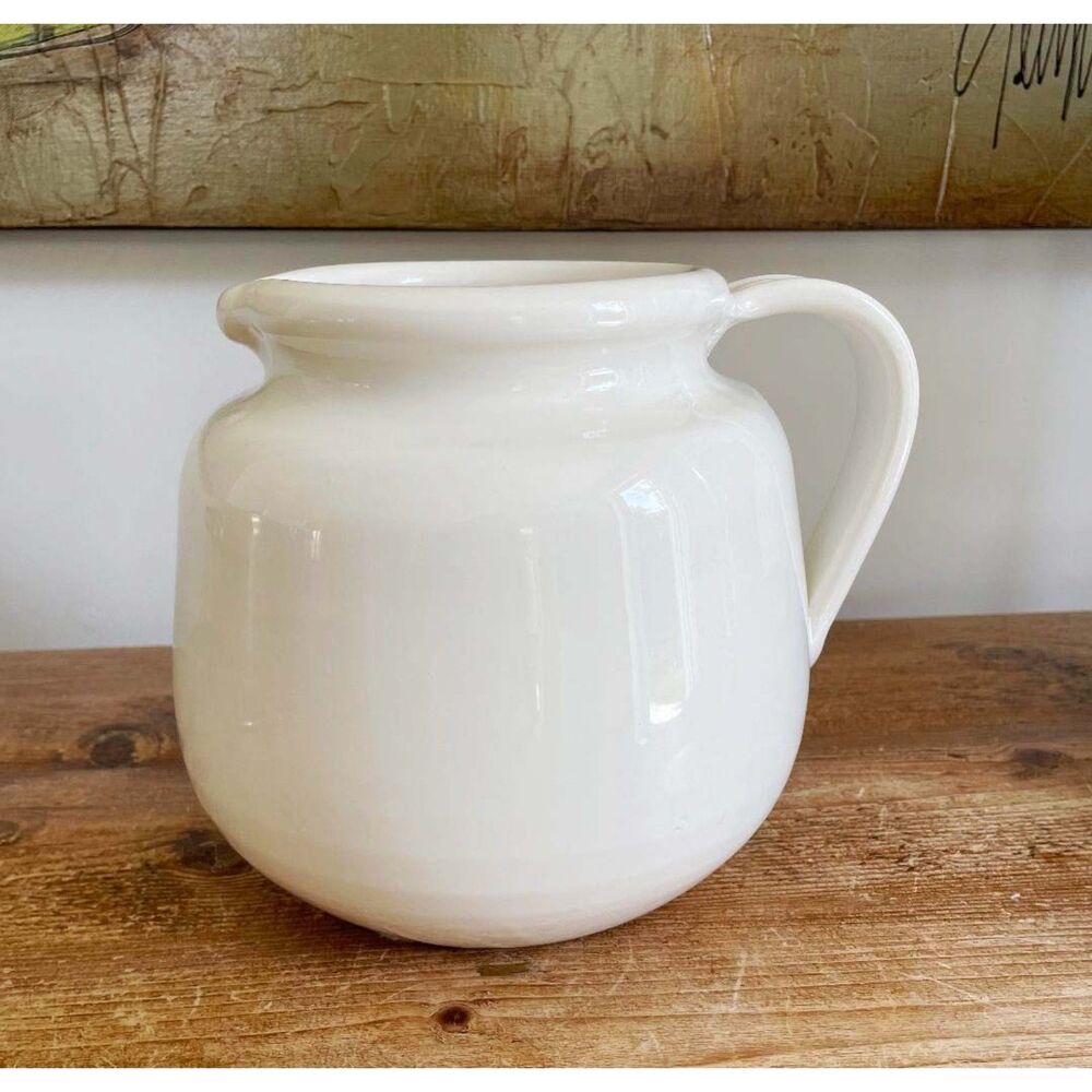 Vintage Pottery Barn Chunky Ceramic Beverage Pitcher Italy - Picture 8 of 11